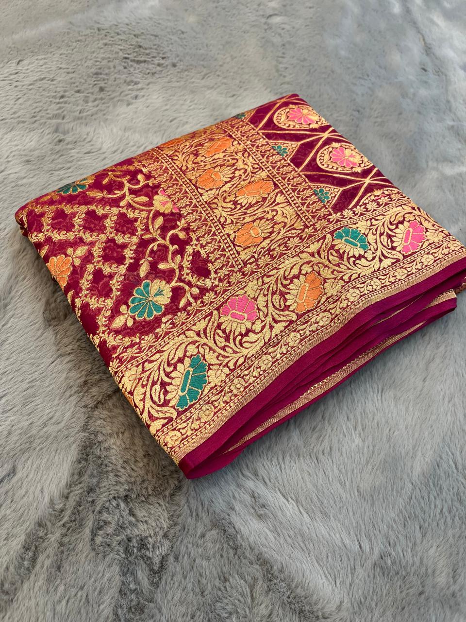 Maroon Pure Georgette Saree